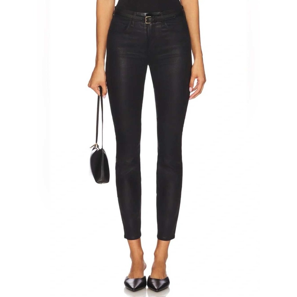 L'AGENCE Marguerite High Rise Skinny Jeans Black Coated Size 26